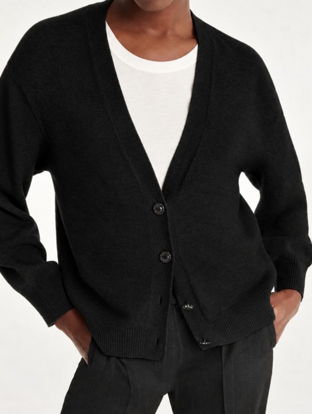 The Kooples Merino Wool Knit Cardigan Sweater Black Size XS Jewel Buttons Retro